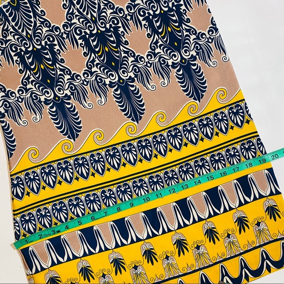 J. Crew Jules Dress in Scroll Print Navy Blue And Golden Yellow Size 0. - Picture 8 of 13